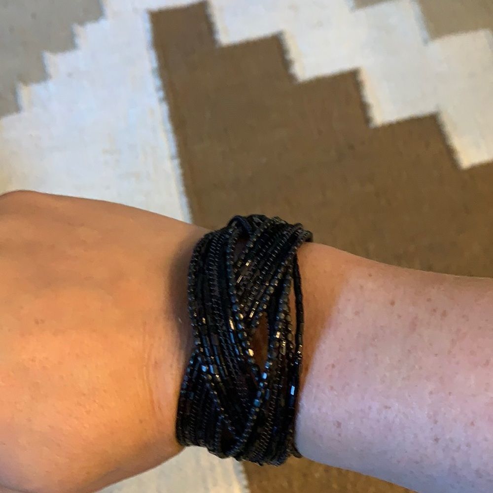 Black Beaded Wrap Bracelet